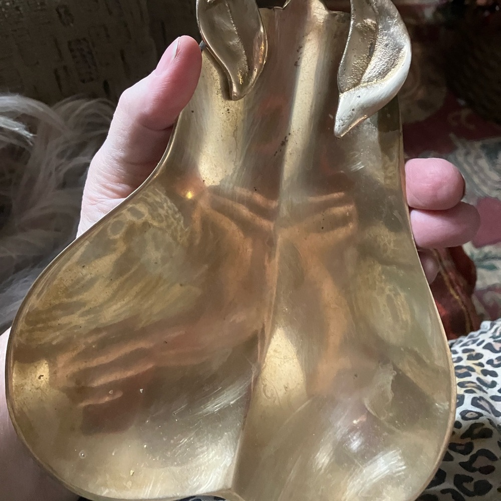 Vintage Solid Brass Pear Shape Trinket Tray